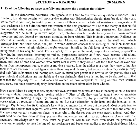 CBSE Class 11 English Question Paper Set C